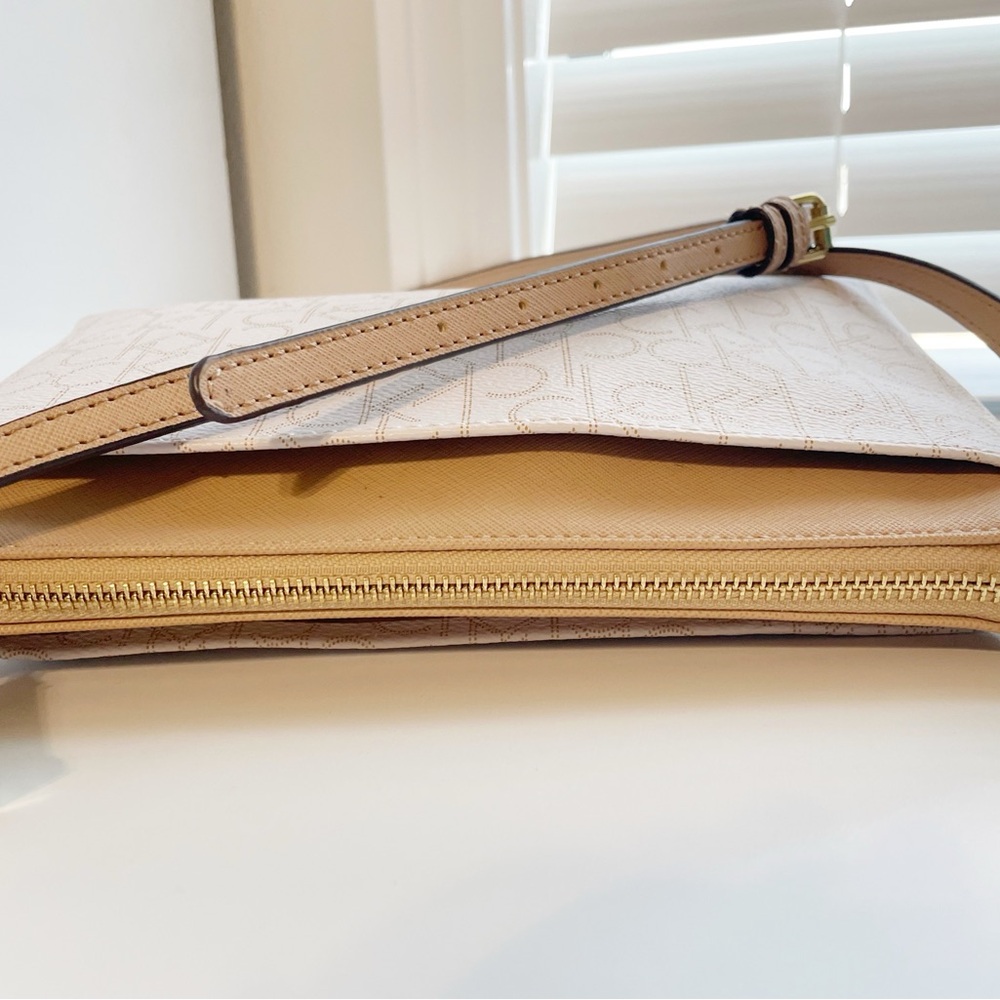 Calvin Klein Cream & Tan Logo-Print Crossbody Bag - Picture 3 of 12